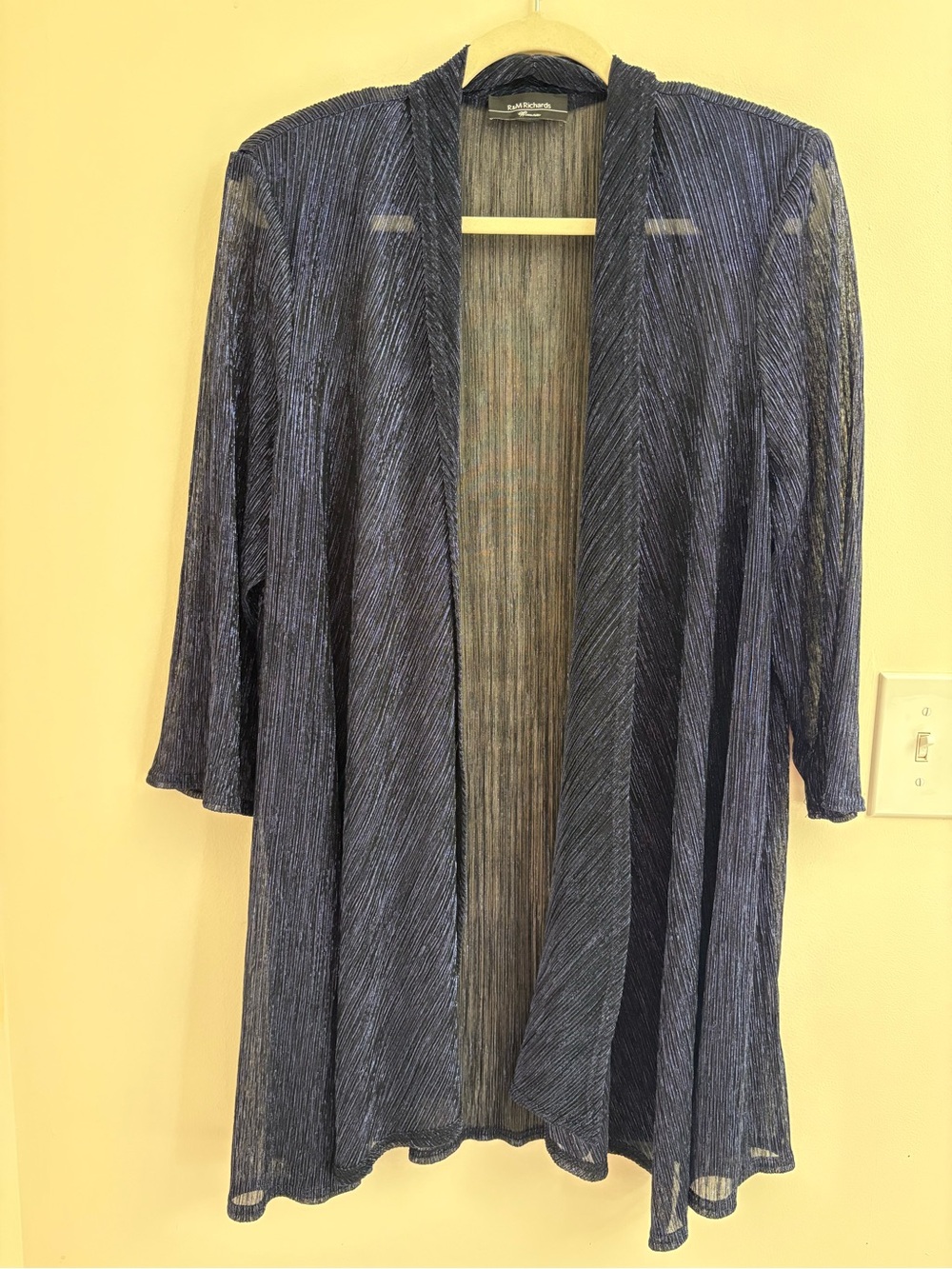 R&M Richards Navy Blue Metallic Sheer Jacket Formal Evening Mother of Bride XL